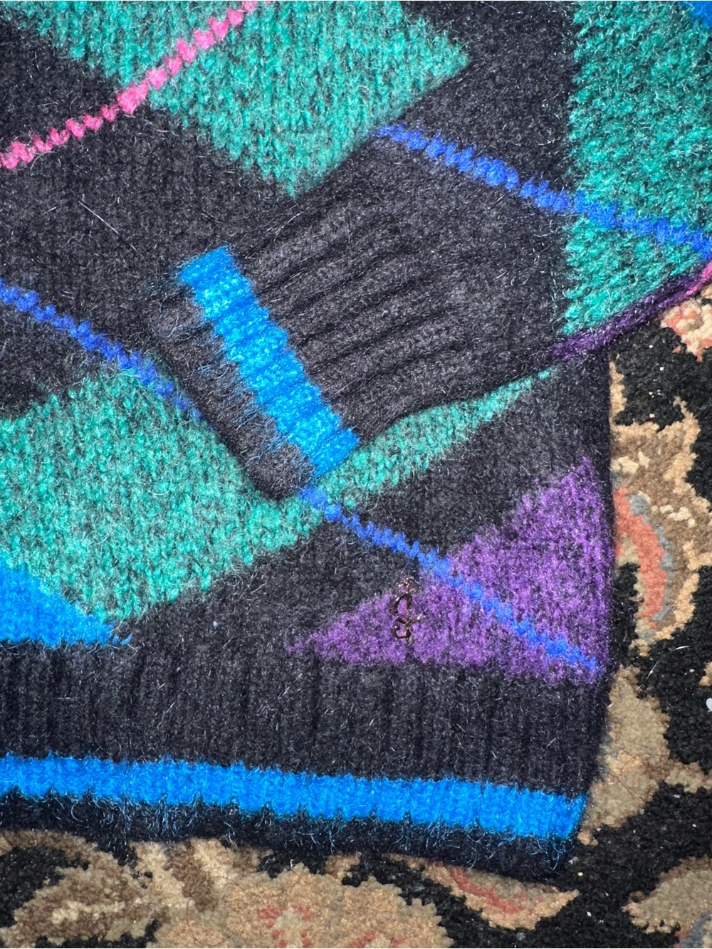 Juicy Couture Multicolor Argyle Crewneck Sweater — Green, Blue & Purple - Picture 4 of 13